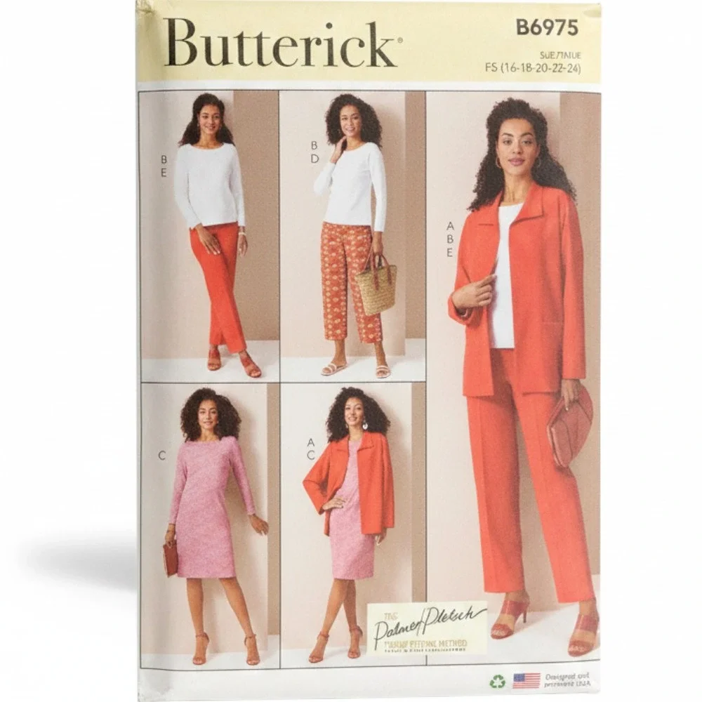Butterick 6975 Misses Jacket Knit Top Dress Pants Pattern Size 16-24 Uncut B6975